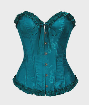 Sexy Jacquard Bustier Corset met Ruches en Push-Up Effect - Gothic Stijl