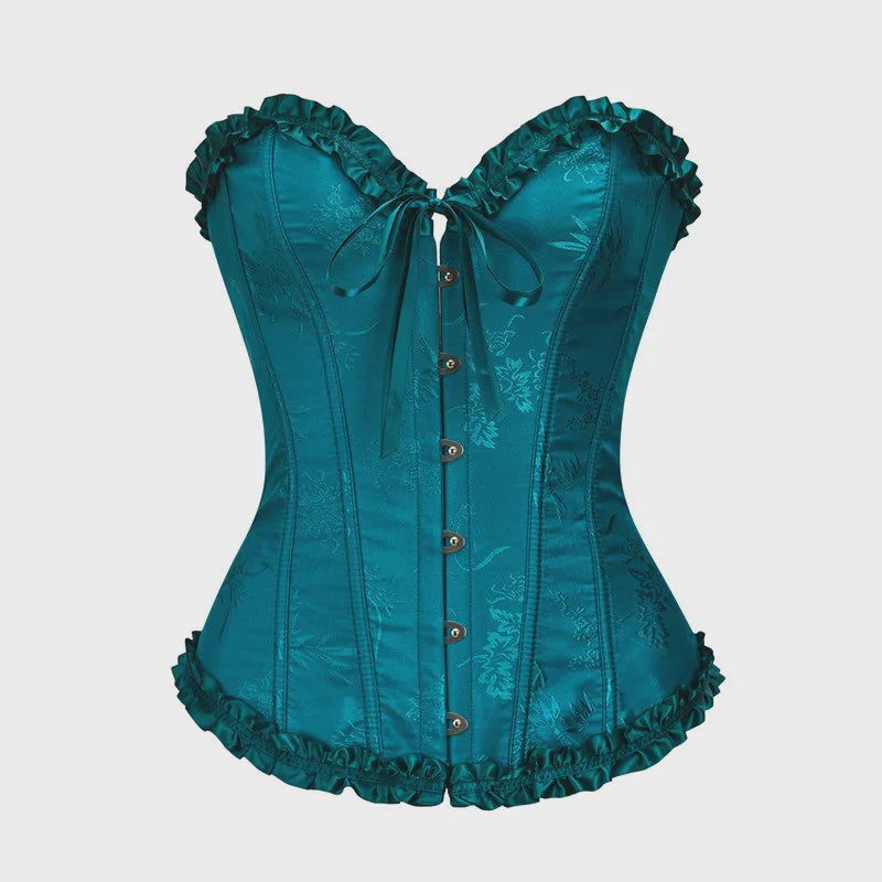 Sexy Jacquard Bustier Corset met Ruches en Push-Up Effect - Gothic Stijl