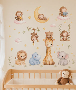 Schattige Bosdieren Muurstickers voor Kinderkamer, Babykamer & Peuterdecoratie - Vinyl Behang