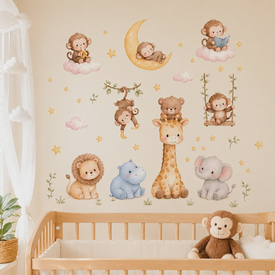 Schattige Bosdieren Muurstickers voor Kinderkamer, Babykamer & Peuterdecoratie - Vinyl Behang