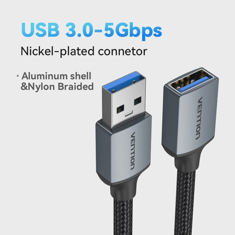 Vention USB 3.0 Verlengsnoer - Snelle Dataoverdracht voor PC, TV, Console & Meer