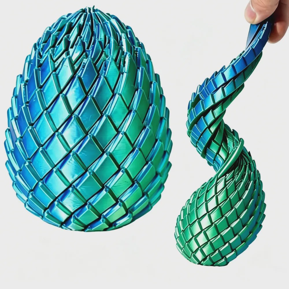 3D Geprint Draken Ei - Flexibel Stressverlichtend Speelgoed & Bureau Decoratie