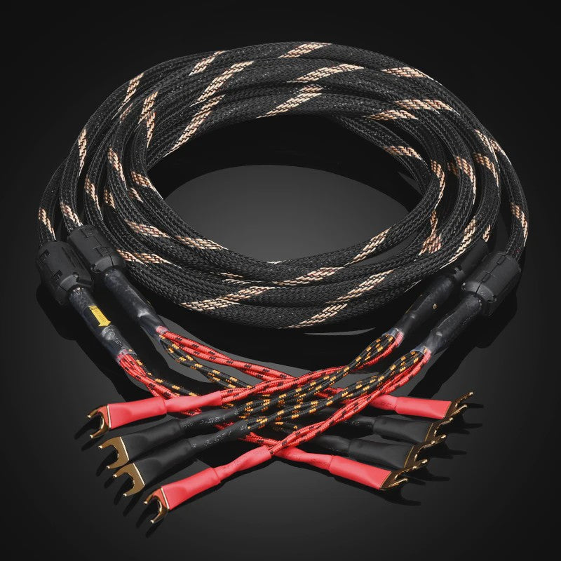 High-End Hifi Luidsprekerkabel - 6N OFC Koper, Vergulde Banana/Y-stekkers