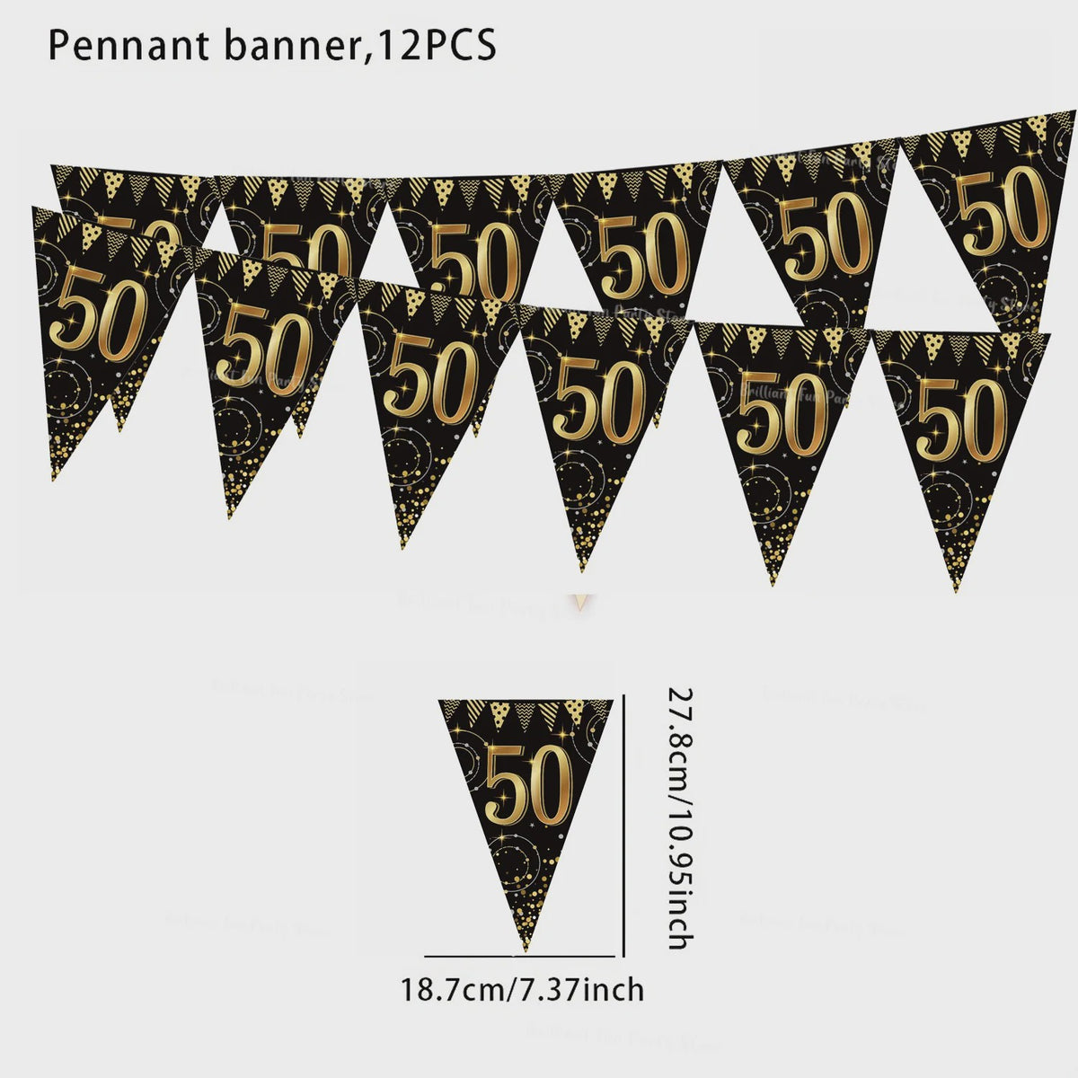 Black Gold Verjaardag Banner - Slingers voor 30, 40, 50, 60 Jaar Feestdecoratie