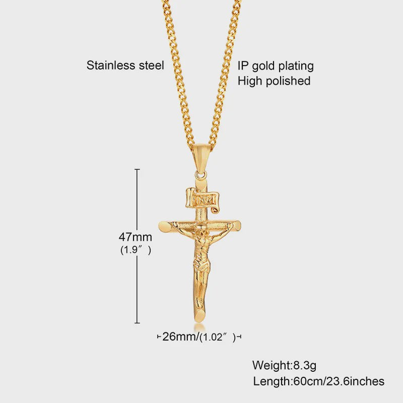Heren RVS Kruis Ketting met Jezus Hanger - Religieuze Christelijke Sieraden