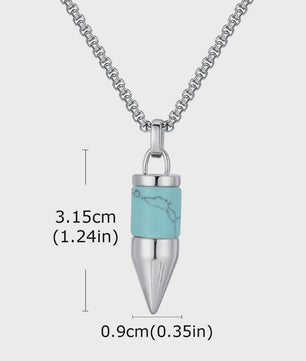 Vnox Heren Turquoise Hanger Ketting - RVS Boxketting, Vintage Stijl