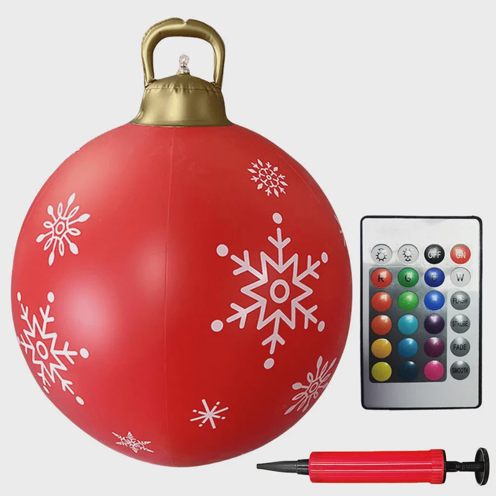 24 Inch Opblaasbare Kerstbal met LED Verlichting - XL Tuindecoratie