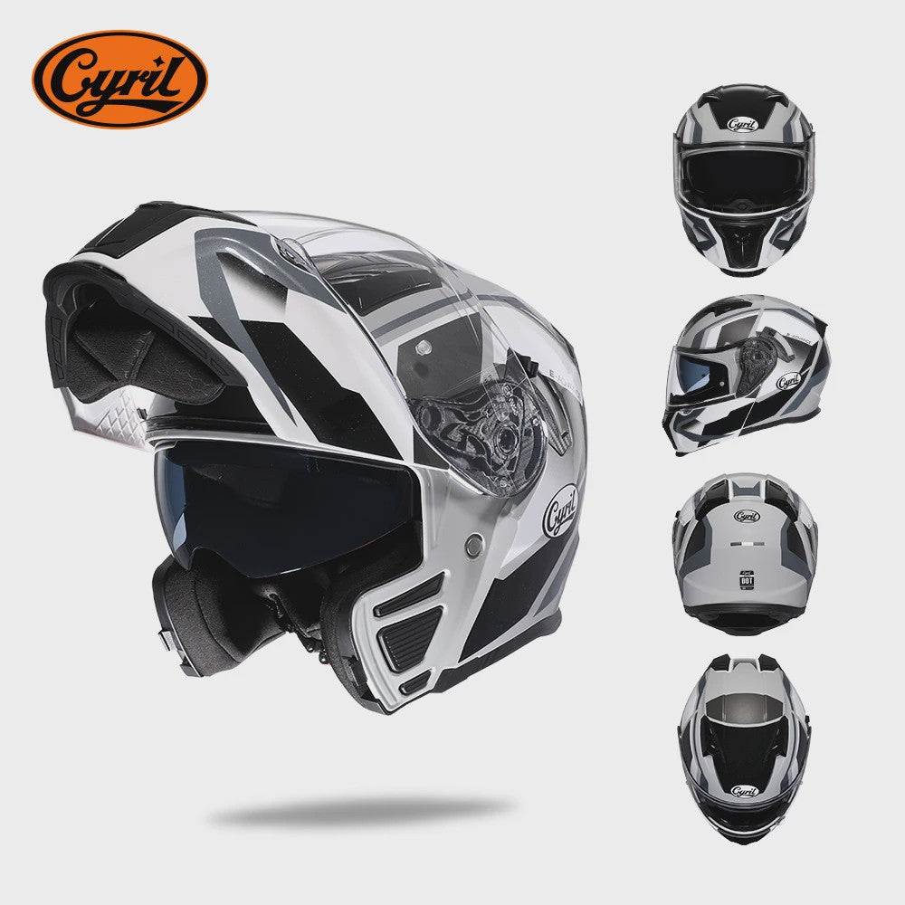 Cyril Motorcross Flip-Up Helm - Volledig Gelaatsmasker met Breed Helder Vizier & DOT Keurmerk