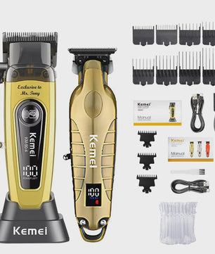 Professionele Oplaadbare Tondeuse en Baardtrimmer - Goudkleurig - Kemei KM-90-4