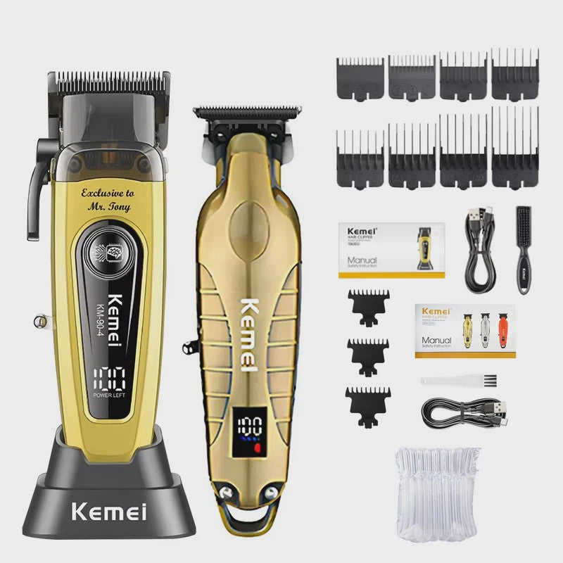 Professionele Oplaadbare Tondeuse en Baardtrimmer - Goudkleurig - Kemei KM-90-4