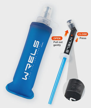 Opvouwbare Siliconen Waterfles 500ml met Rietje - BPA-vrij voor Sport & Reizen