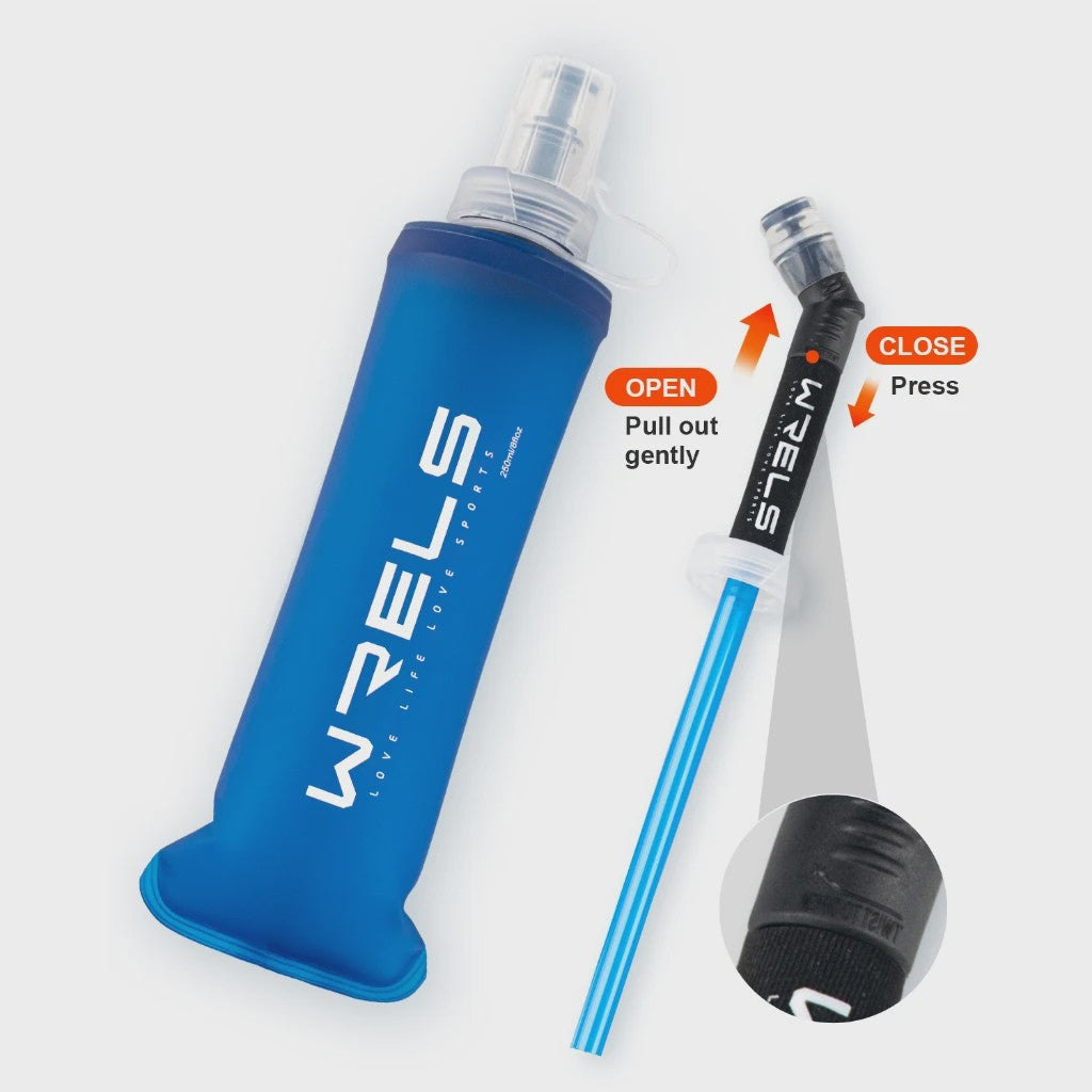 Opvouwbare Siliconen Waterfles 500ml met Rietje - BPA-vrij voor Sport & Reizen