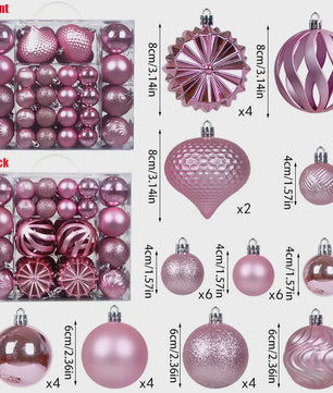 48x Kerstballen Set 4/6/8cm - Diverse Vormen & Afwerkingen - Decoratie Hangertjes