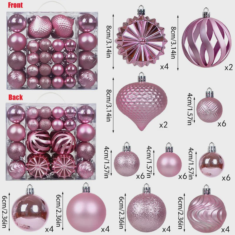 48x Kerstballen Set 4/6/8cm - Diverse Vormen & Afwerkingen - Decoratie Hangertjes