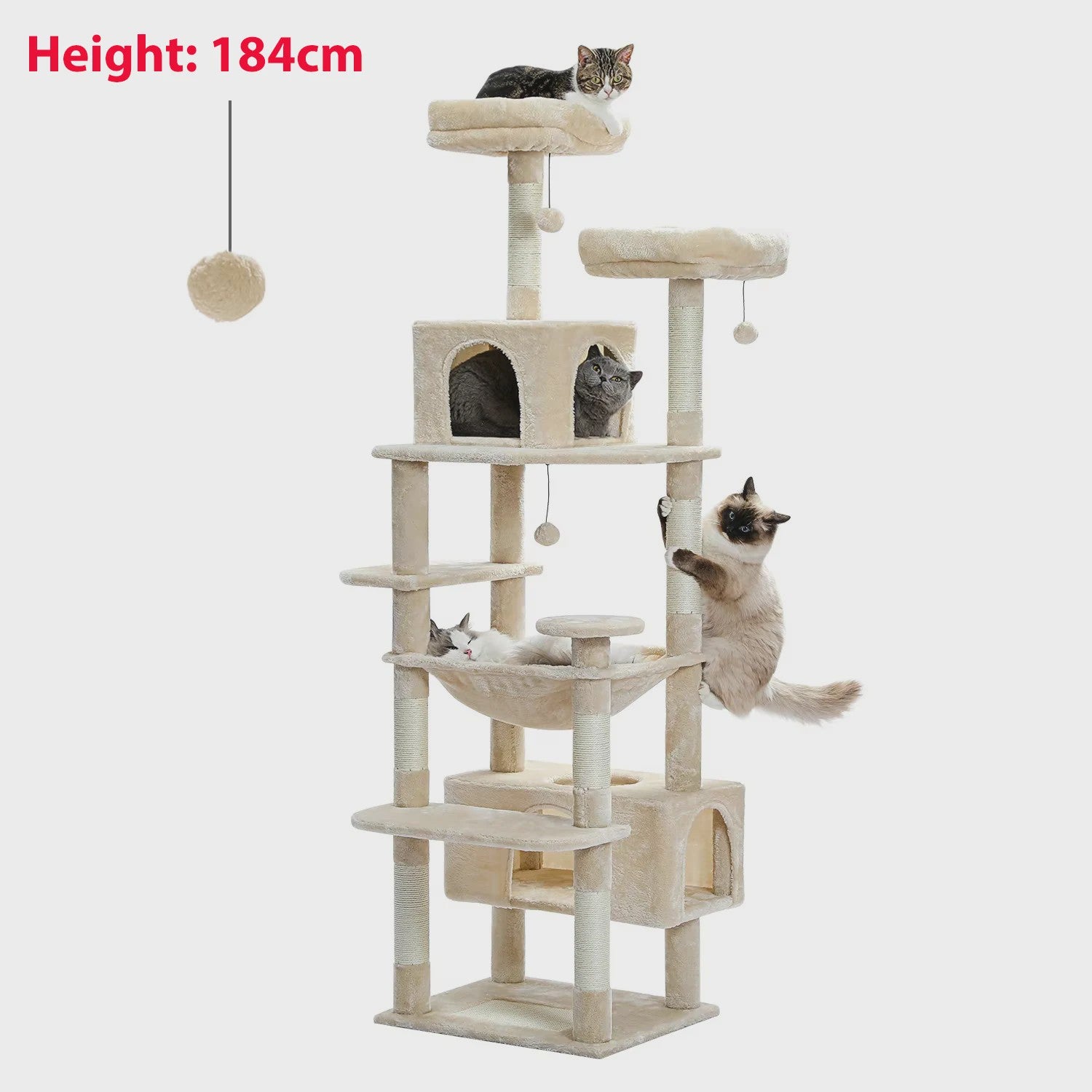 Grote Kattenboom met Krabpalen, Hangmat en Speeltjes - Meerdere Niveaus