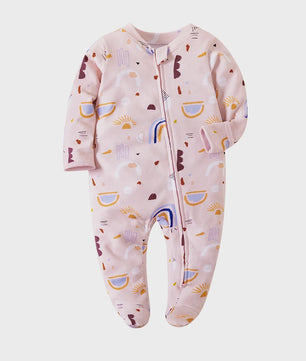Katoenen Newborn Pyjama met Voetjes en Ritssluiting - Romper voor Jongens en Meisjes (0-12 Maanden)