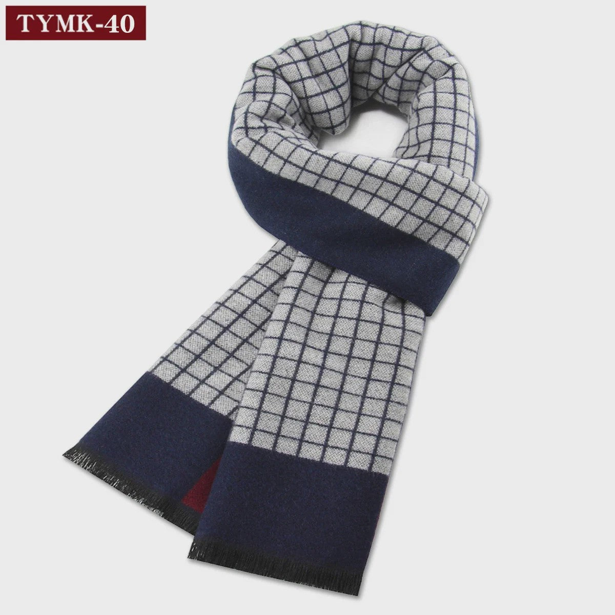 Luxe Heren Sjaal - Warme Wol & Kasjmier - Winter Ruitpatroon