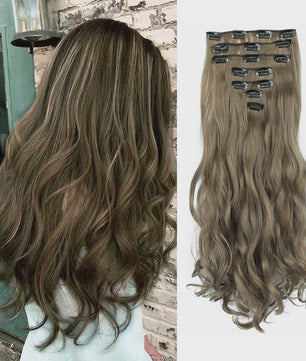 Clip-in Haarverlenging 7 Delig - 55cm Lang Krullend Synthetisch Haar