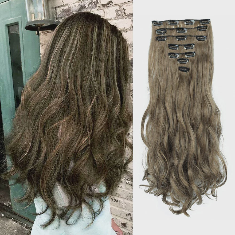 Clip-in Haarverlenging 7 Delig - 55cm Lang Krullend Synthetisch Haar