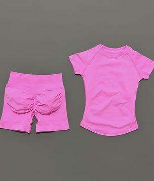 Seamless Sportset Dames: Yoga Top met Korte Mouw & Fitness Shorts