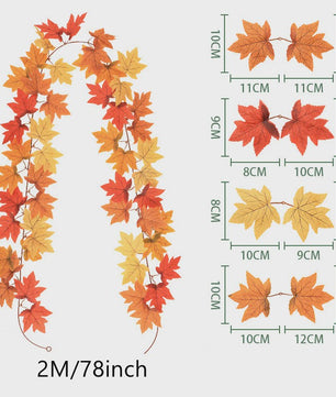 200cm Herfst Esdoornblad Slinger met Kunstbladeren - Decoratie voor Huis, Tuin, Halloween