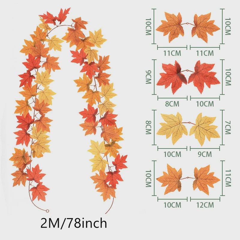 200cm Herfst Esdoornblad Slinger met Kunstbladeren - Decoratie voor Huis, Tuin, Halloween