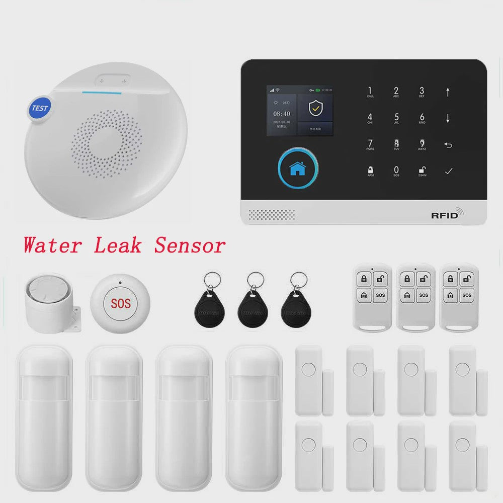 Slim Beveiligingssysteem voor Thuis: WIFI/GSM Alarm met Deur- en Bewegingssensoren, Tuya & Alexa Compatibel