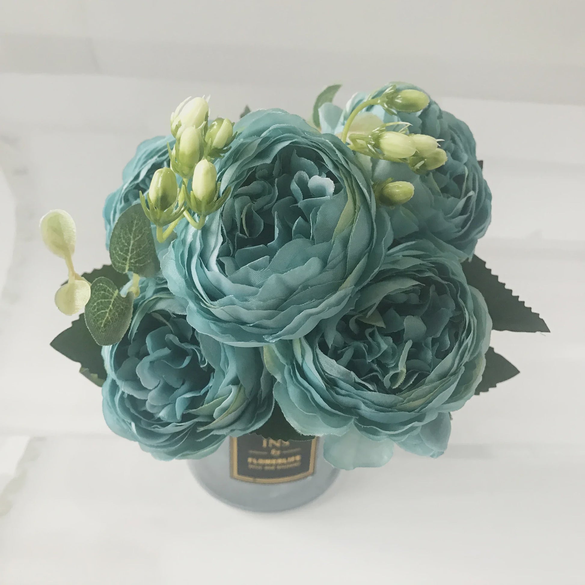 Roze Zijden Pioen Kunstboeket 30cm - 5 Grote Bloemen & 4 Knopen voor Decoratie