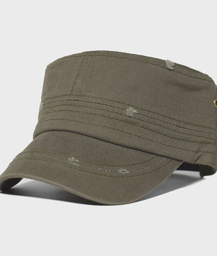 Vintage Washed Cotton Pet Cap - Stijlvolle Platte Pet voor Heren en Dames