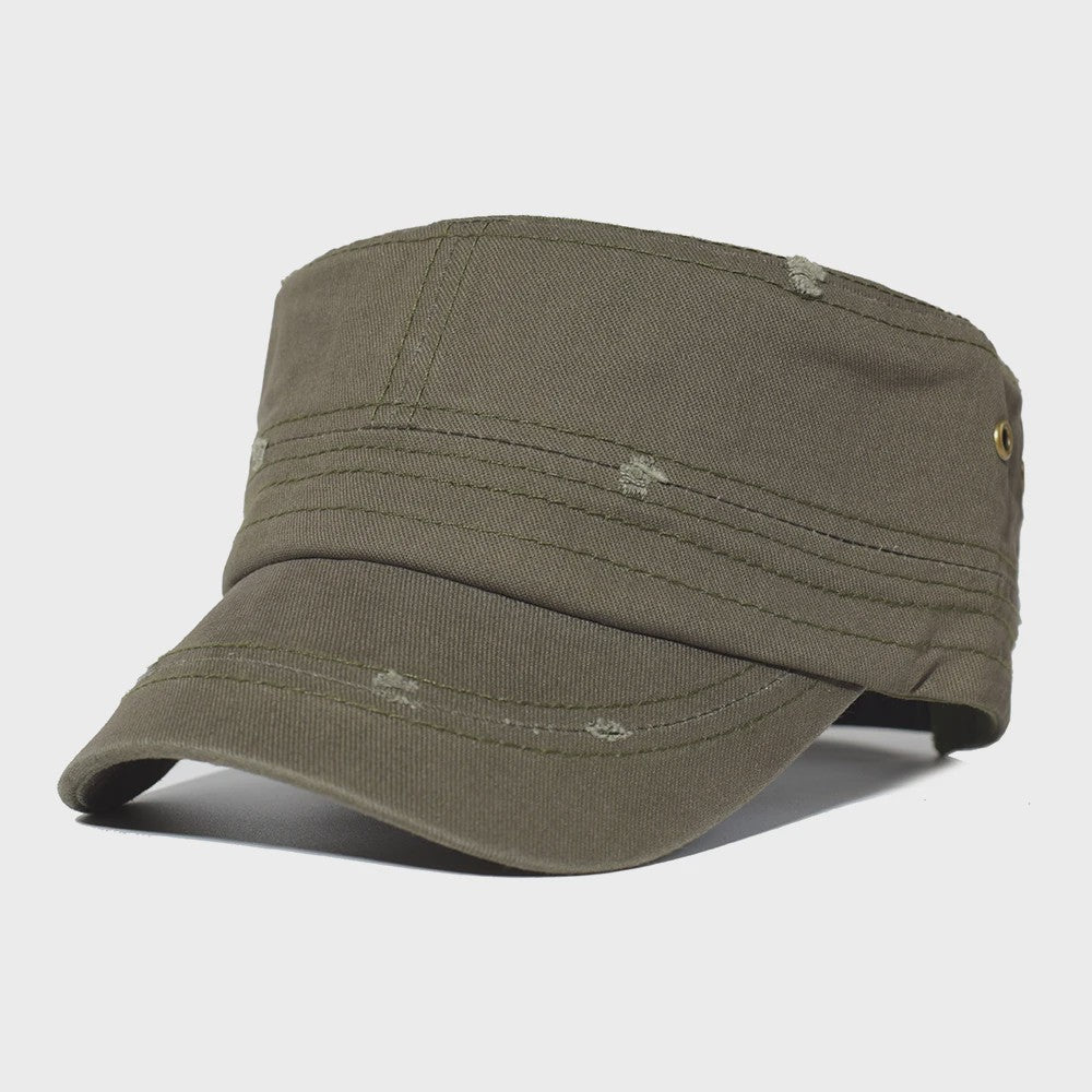 Vintage Washed Cotton Pet Cap - Stijlvolle Platte Pet voor Heren en Dames