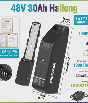 Varstrom E-bike Batterij 36V/48V/52V - Krachtige Lithium Accu met 40A BMS & Lange Levensduur