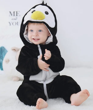 Baby Romper Dierenkostuum Kigurumi - Zacht Flanellen Jumpsuit voor Jongens & Meisjes
