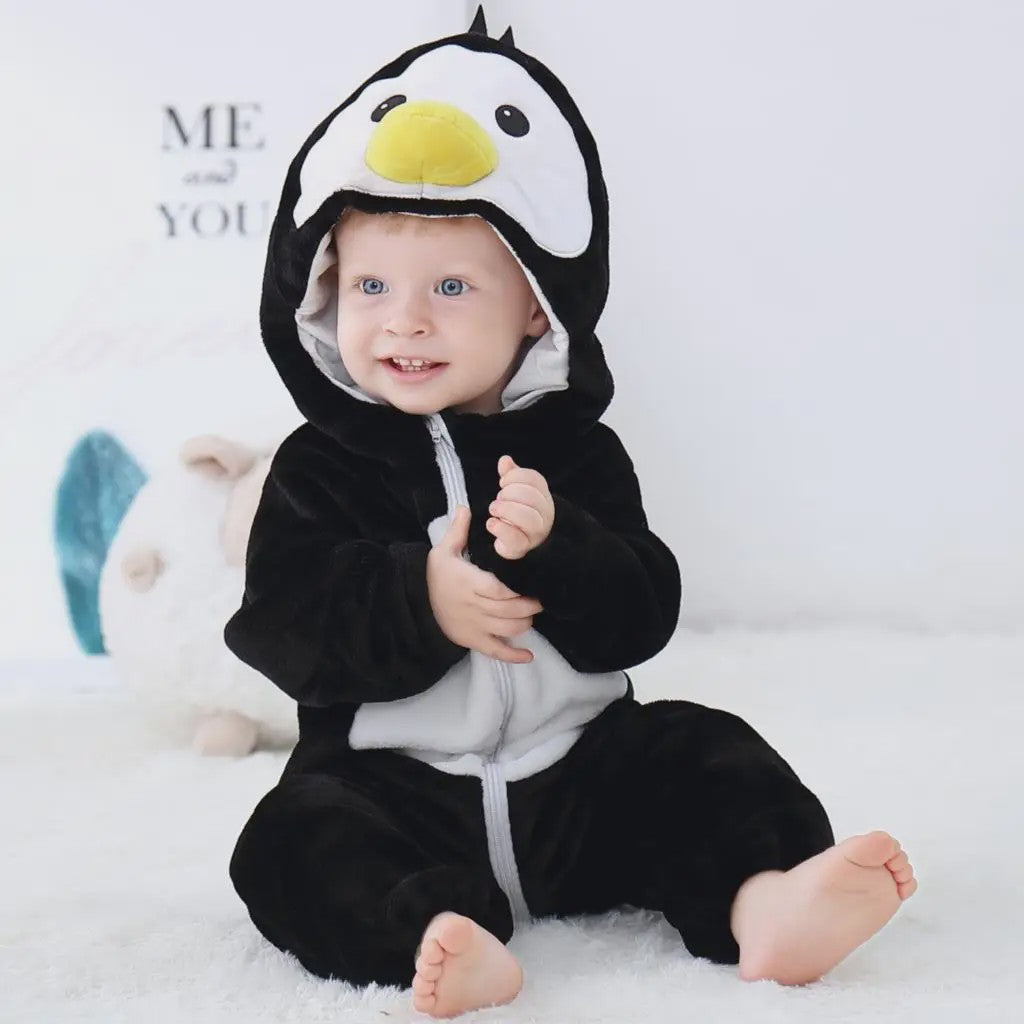 Baby Romper Dierenkostuum Kigurumi - Zacht Flanellen Jumpsuit voor Jongens & Meisjes