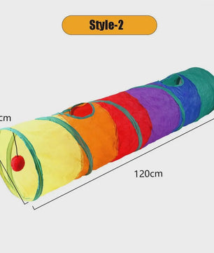 Opvouwbare Katten Speeltunnel - Interactief Speelgoed voor Katten & Konijnen - Beige/Bruin