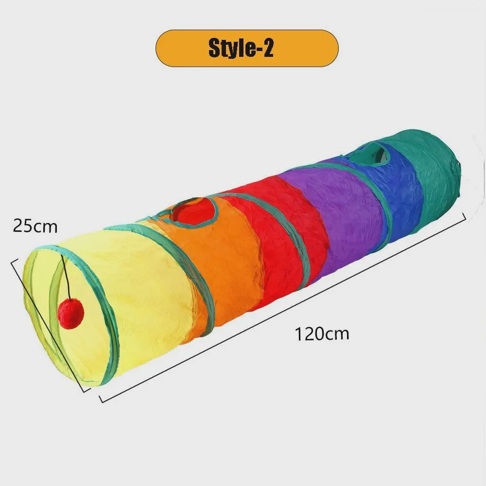 Opvouwbare Katten Speeltunnel - Interactief Speelgoed voor Katten & Konijnen - Beige/Bruin