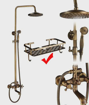 Antieke Messing Douchekraan Set met Handdouche en Doucheplank - Wandmontage, Dubbele Greep