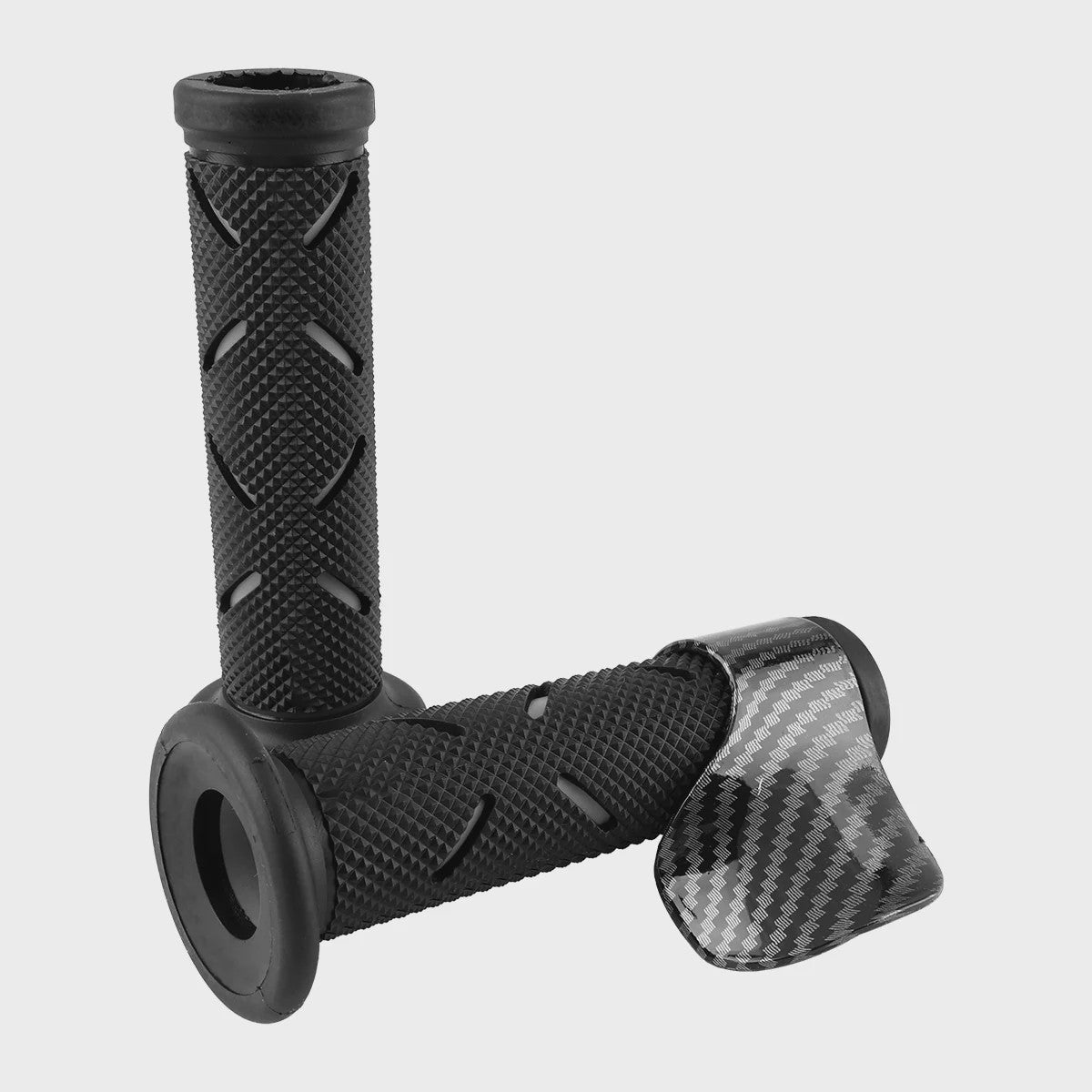 Set Motor Stuurhandvatten 22mm - Antislip Rubber & Aluminium Eindkappen