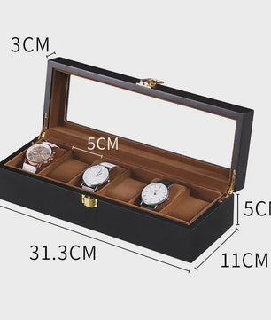 Luxe Houten Horlogedoos met Glas - Diverse Slots & Stijlvolle Opbergoplossing