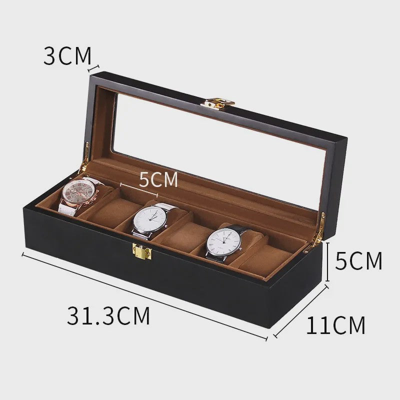 Luxe Houten Horlogedoos met Glas - Diverse Slots & Stijlvolle Opbergoplossing