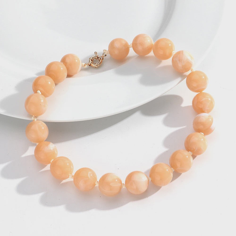 Trendy Multicolor Statement Ketting met Grote Ronde Kralen - Handgemaakt