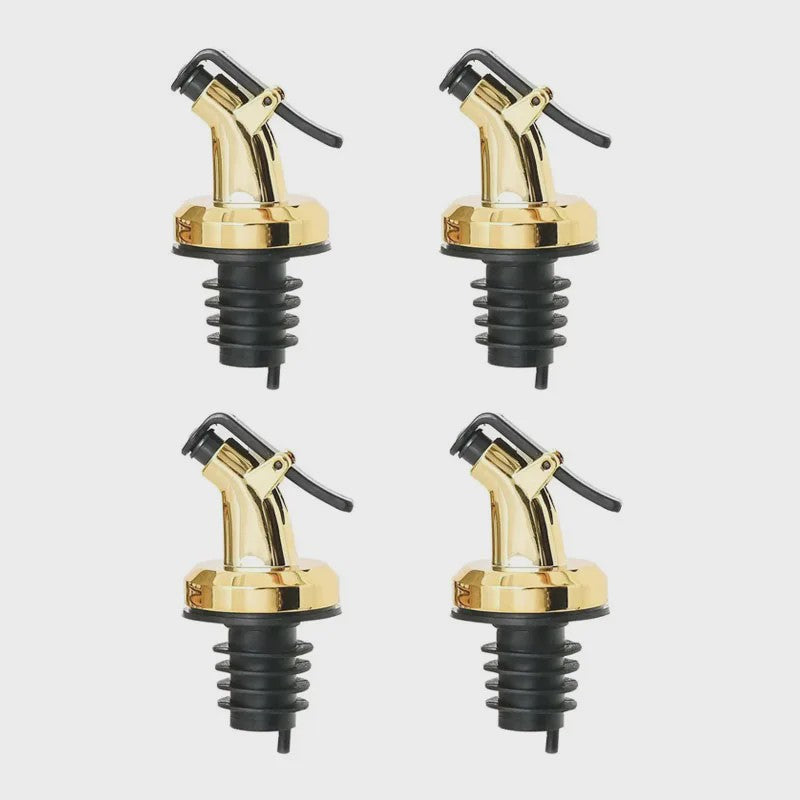 Set van 4x Wijnfles Stop & Olijfolie Schenktuit - Lekvrije Keuken Bar Accessoires