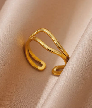 Luxe Gouden Ringen Set: Zirkonia & Boze Oog Design - Verstelbaar & Trendy