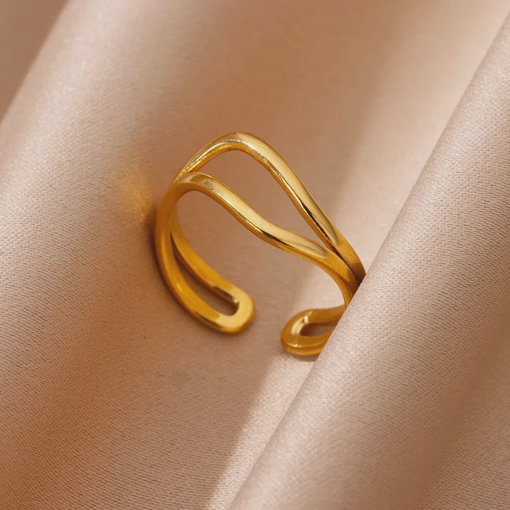 Luxe Gouden Ringen Set: Zirkonia & Boze Oog Design - Verstelbaar & Trendy