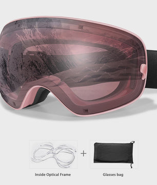 Ski Bril Heren Dames Tieners - UV400 Anti-Condens, Inclusief Optisch Frame & Tas