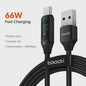 Toocki USB-C naar USB-C Kabel 100W PD Fast Charging met Digitaal Display