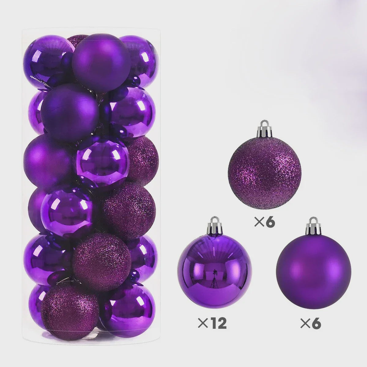 24x Kerstballen Set - 3/4/6cm - Multicolor & Glitter - Kerstboom Decoratie
