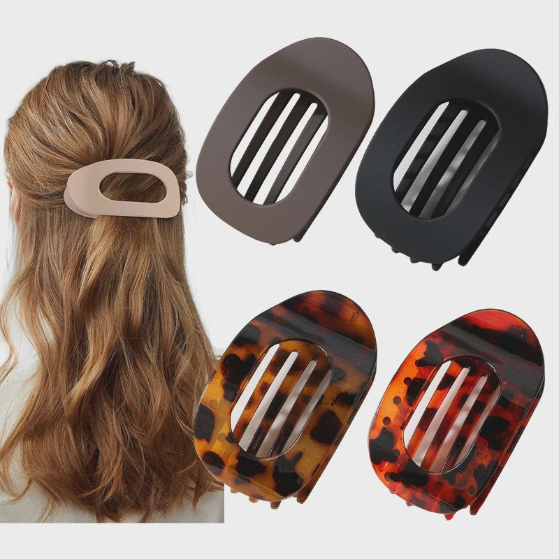 Chique Ovalen Haarklem met Luipaardprint - Stijlvolle Acryl Haarclip voor Dames