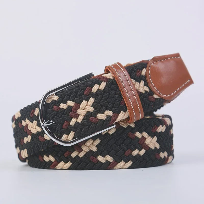 Unisex Gevlochten Elastische Riem met Pin Gesp - 107-130cm