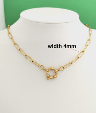 Gouden Roestvrij Stalen Ketting met Sailor Sluiting - Unisex Choker