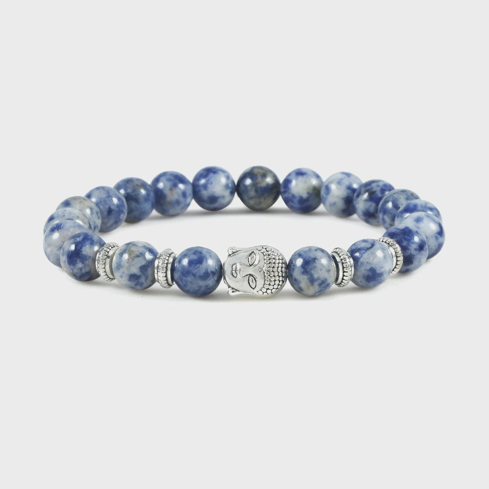 Natuurstenen Buddha Armband met Tijgeroog Kralen - Elastisch & Verstelbaar